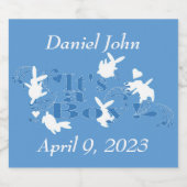 Es ist ein Boy Bunnies-Weinlabel Schaumweinetikett (Einzelnes Label)