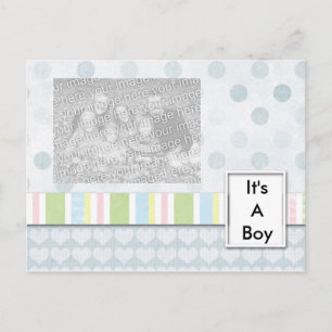 Es ist ein Boy Foto Birth Announcement Template Ankündigungspostkarte