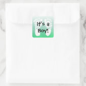 Es ist ein Boy Green Baby-Duschkleber Quadratischer Aufkleber (Tasche)