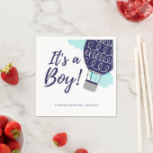 Es ist ein Boy Hot Air Ballon Blue Baby Dusche Serviette (Beispiel)