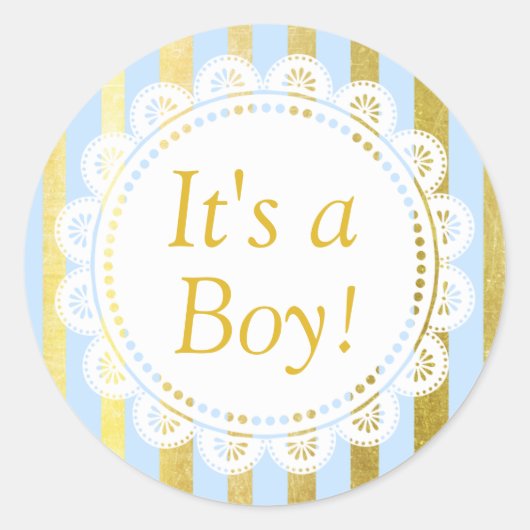 Es ist ein Boy!l, Blue und Gold Baby Sticker (Vorderseite)