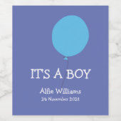 Es ist ein "Boy Modern whimsical blue" Label Weinetikett (Einzelnes Label)