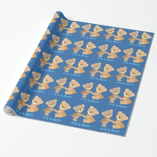 Es ist ein Boy Niedlich Teddy Bears Pattern Geschenkpapier (Ungerollt)