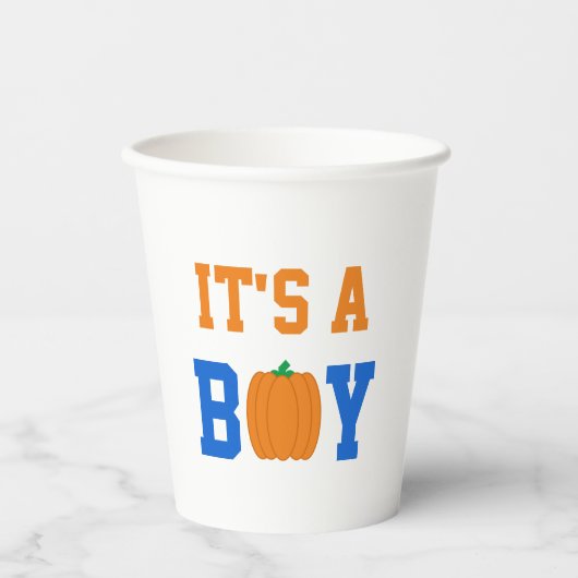 Es ist ein Boy Pumpkin Pappbecher (Vorderseite)