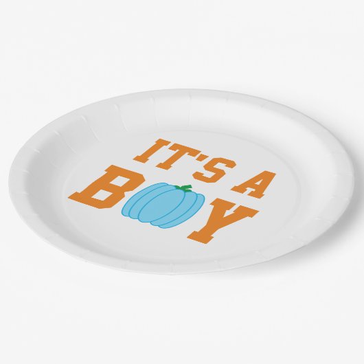 Es ist ein Boy Pumpkin Pappteller (Schrägansicht)