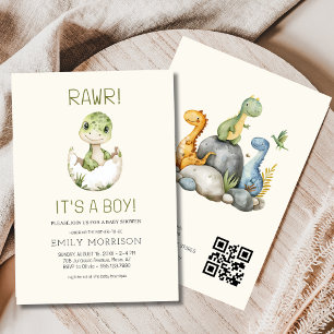 Es ist ein Boy QR Code Boho Dinosaur Baby Boy Show Einladung