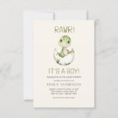 Es ist ein Boy QR Code Niedlich Dinosaur Baby Boy  Einladung (Vorderseite)