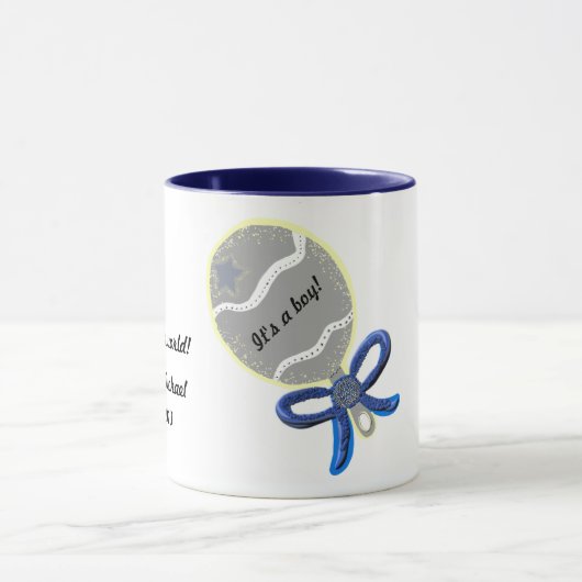 Es ist ein Boy Rattle Welcome to the World CUSTOMI Tasse (Zentrum)