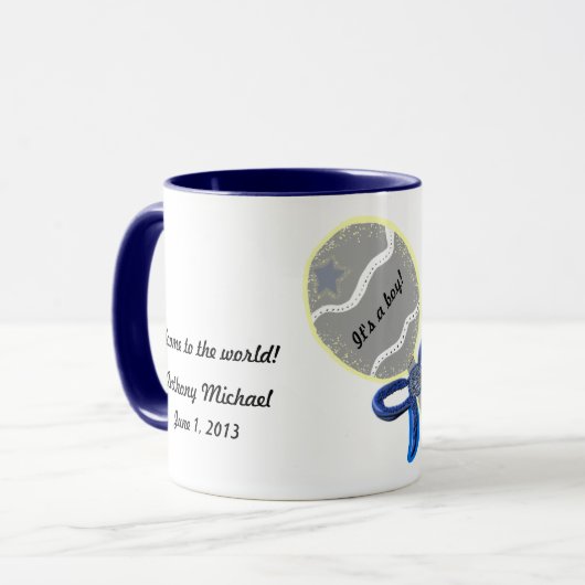 Es ist ein Boy Rattle Welcome to the World CUSTOMI Tasse (Vorderseite Links)