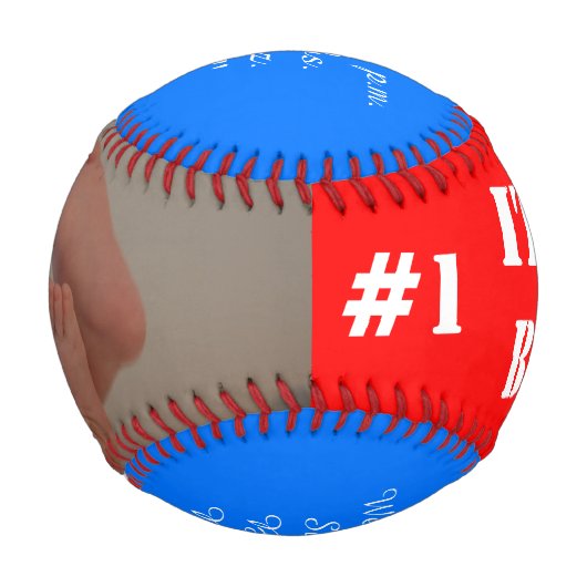 Es ist ein Boy Red White Blue Foto Baseball (Rückseite)