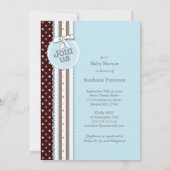 Es ist ein Boy Ribbon & Bow Baby Dusche Blue Dots Einladung (Rückseite)