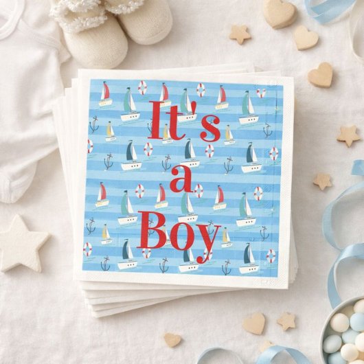 Es ist ein Boy Sailboat Paper Napkin Serviette