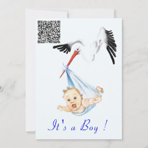 Es ist ein Boy Stork Baby Boy Shower Invite QR Cod