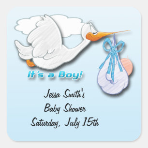 Es ist ein Boy Stork Baby Shower Fevor Aufkleber