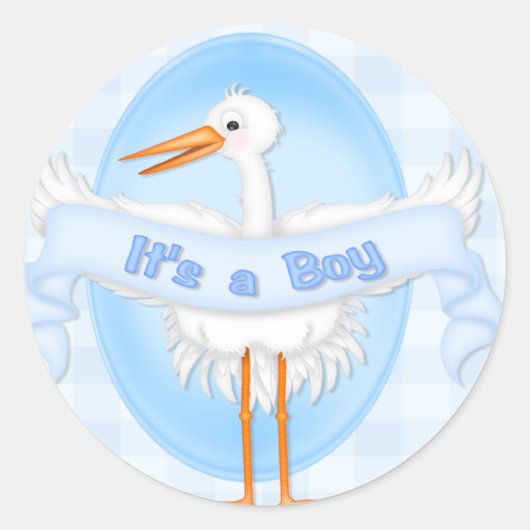 Es ist ein Boy Stork Sticker (Vorderseite)