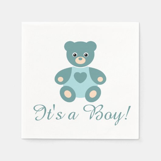 Es ist ein Boy Teddy Bären Ankündigung Napkins Set Serviette (Vorderseite)
