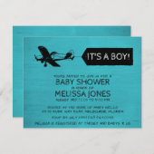 Es ist ein Boy Turquoise Airplane Babydusche Einla Einladung (Vorne/Hinten)