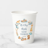 Es ist ein Boy Wooden | Babydusche aus gefülltem S Pappbecher (Rückseite)