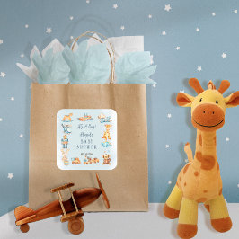 Es ist ein Boy Wooden | Babydusche aus gefülltem S Quadratischer Aufkleber