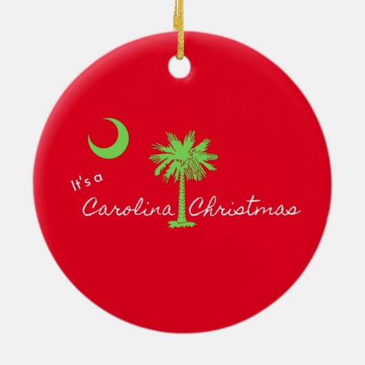 Es ist ein Carolina Weihnachten Südkarolina Urlaub Keramik Ornament (Hinten)