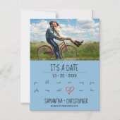 Es ist ein Date Custom Foto Heart Marker Blau Magneteinladung (Vorderseite)