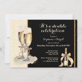 Es ist ein Doppel-Feier Gold Champagner Party Einladung (Vorderseite)