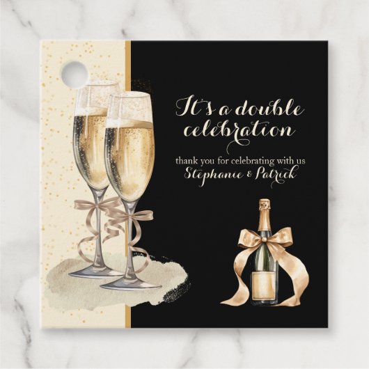 Es ist ein Doppel-Feier Gold Champagner Party Geschenkanhänger (Vorderseite)