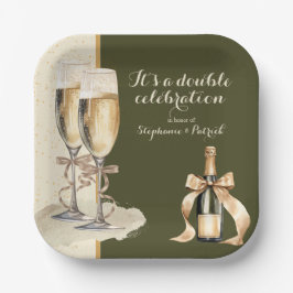 Es ist ein Doppel-Feier Gold Champagner Party Pappteller
