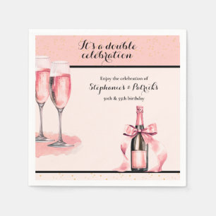 Es ist ein doppelter Geburtstag Pink Champagne Serviette