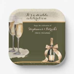 Es ist ein doppeltes Champagner-Geburtstagsjubiläu Pappteller