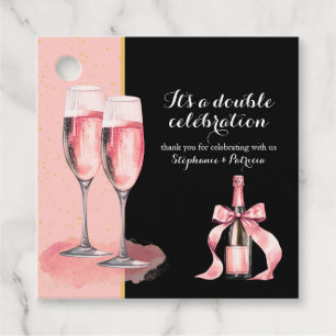 Es ist ein doppeltes Fest Rosa Champagner Geburtst Geschenkanhänger