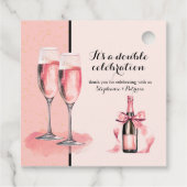 Es ist ein doppeltes Fest Rosa Champagner Geburtst Geschenkanhänger (Rückseite)
