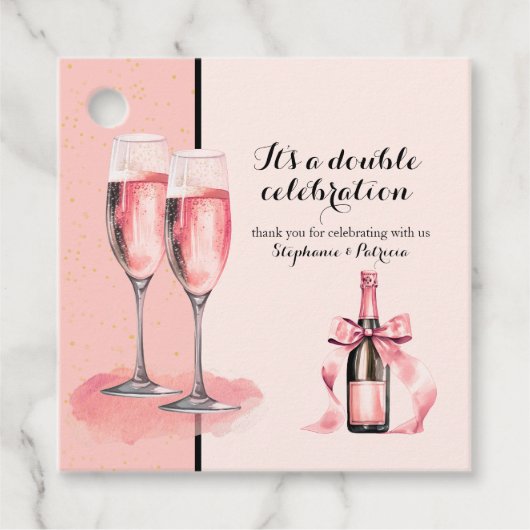 Es ist ein doppeltes Fest Rosa Champagner Geburtst Geschenkanhänger (Vorderseite)