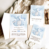 Es ist ein Elefantenjunge, der blau duscht Einladung