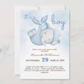Es ist ein Elefantenjunge, der blau duscht Einladung (Vorderseite)