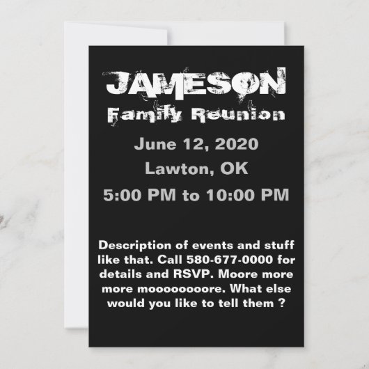 Es ist ein Familienwahn! Wiedersehen-Einladung Einladung (Rückseite)