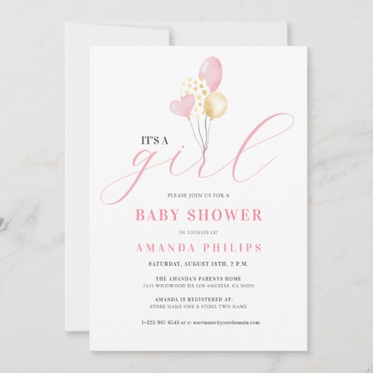 Es ist ein farbenfroher Mädchenballon Save The Date (Vorderseite)