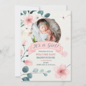 Es ist ein Geburt-Aquamarines Mädchen und Pfirsich Ankündigung (Vorderseite)