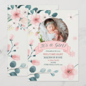 Es ist ein Geburt-Aquamarines Mädchen und Pfirsich Ankündigung (Vorne/Hinten)