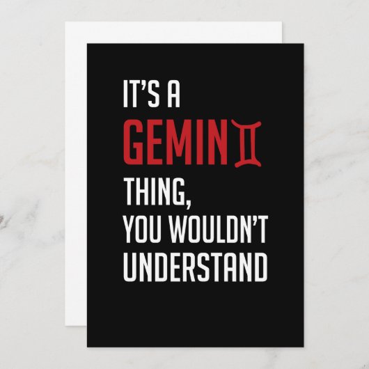 Es ist ein Gemini-Ding, das man nicht verstehen wü Einladung (Vorne/Hinten)