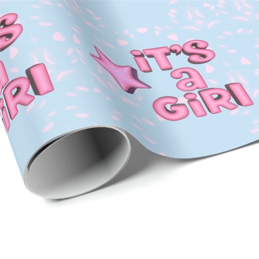 Es ist ein Girl 3D Text Star Geschenkpapier (Rolleneckpunkt)