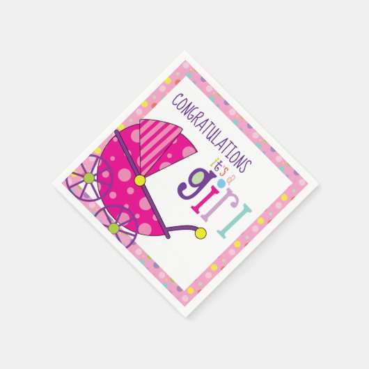 Es ist ein Girl Baby Shower Cocktail Napkin Serviette (Ecke)