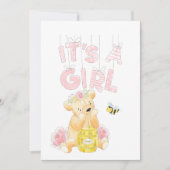 Es ist ein Girl Baby Shower Teddy Bear HoneyBee Einladung (Vorderseite)