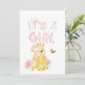 Es ist ein Girl Baby Shower Teddy Bear HoneyBee Einladung (Stehend Vorderseite)