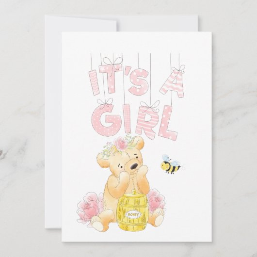 Es ist ein Girl Baby Shower Teddy Bear HoneyBee In (Vorderseite)