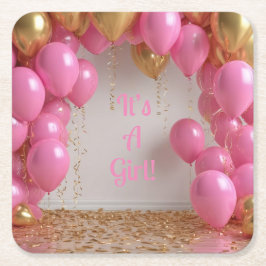 Es ist ein Girl Balloons! Rechteckiger Pappuntersetzer