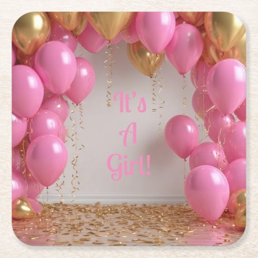 Es ist ein Girl Balloons! Rechteckiger Pappuntersetzer (Vorderseite)