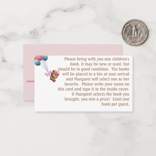 Es ist ein Girl Bären und Balloons Theme Shower Ga Mitteilungskarte (Vorderseite/Rückseite Beispiel)