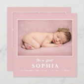 Es ist ein Girl Blush Pink Foto Collage Baby Girl Ankündigung (Vorne/Hinten)