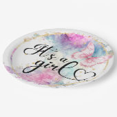 Es ist ein Girl Colorink Butterfly Pappteller (Schrägansicht)